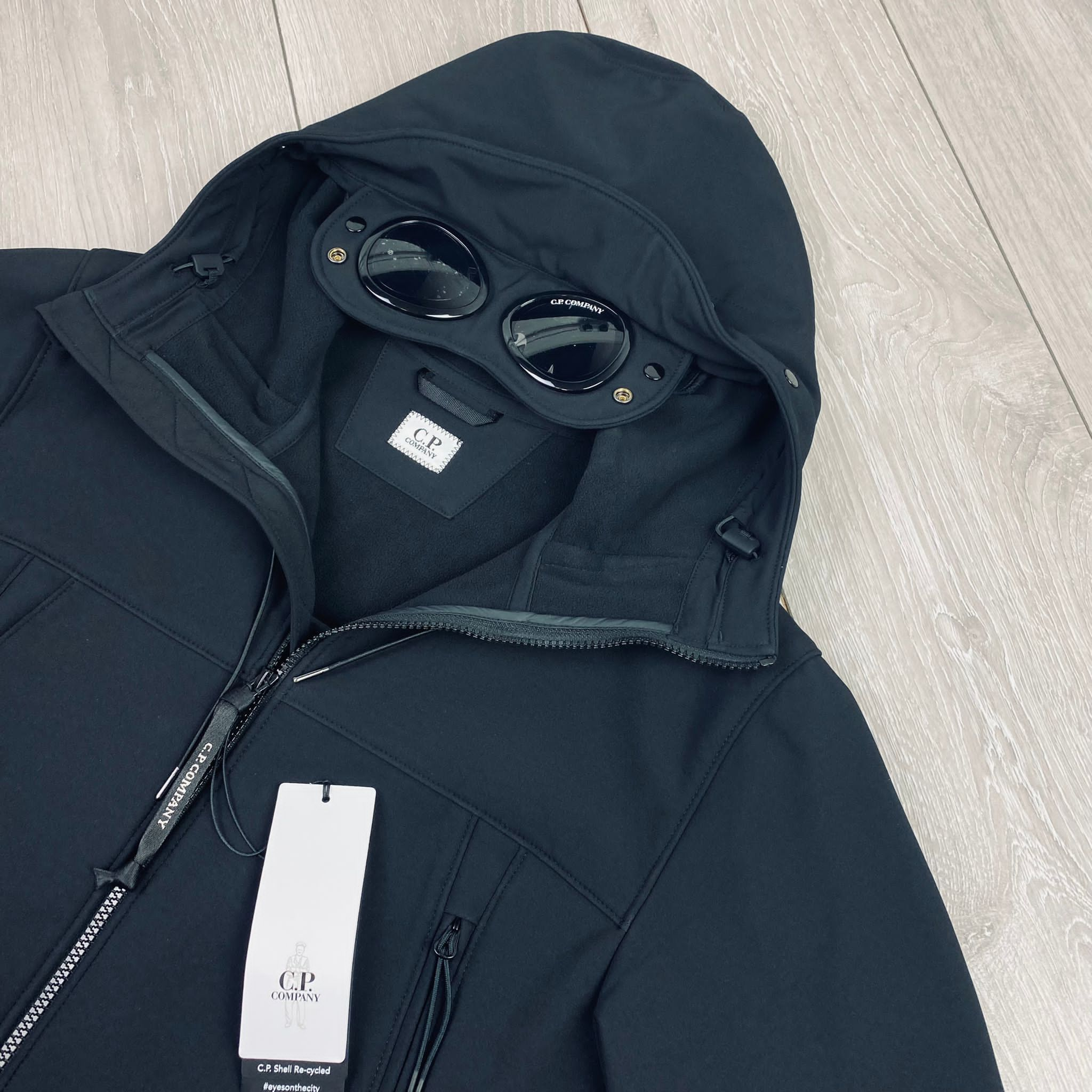 CP Company Shell-R Goggle Jacket in Black. On sale at Open Attire.